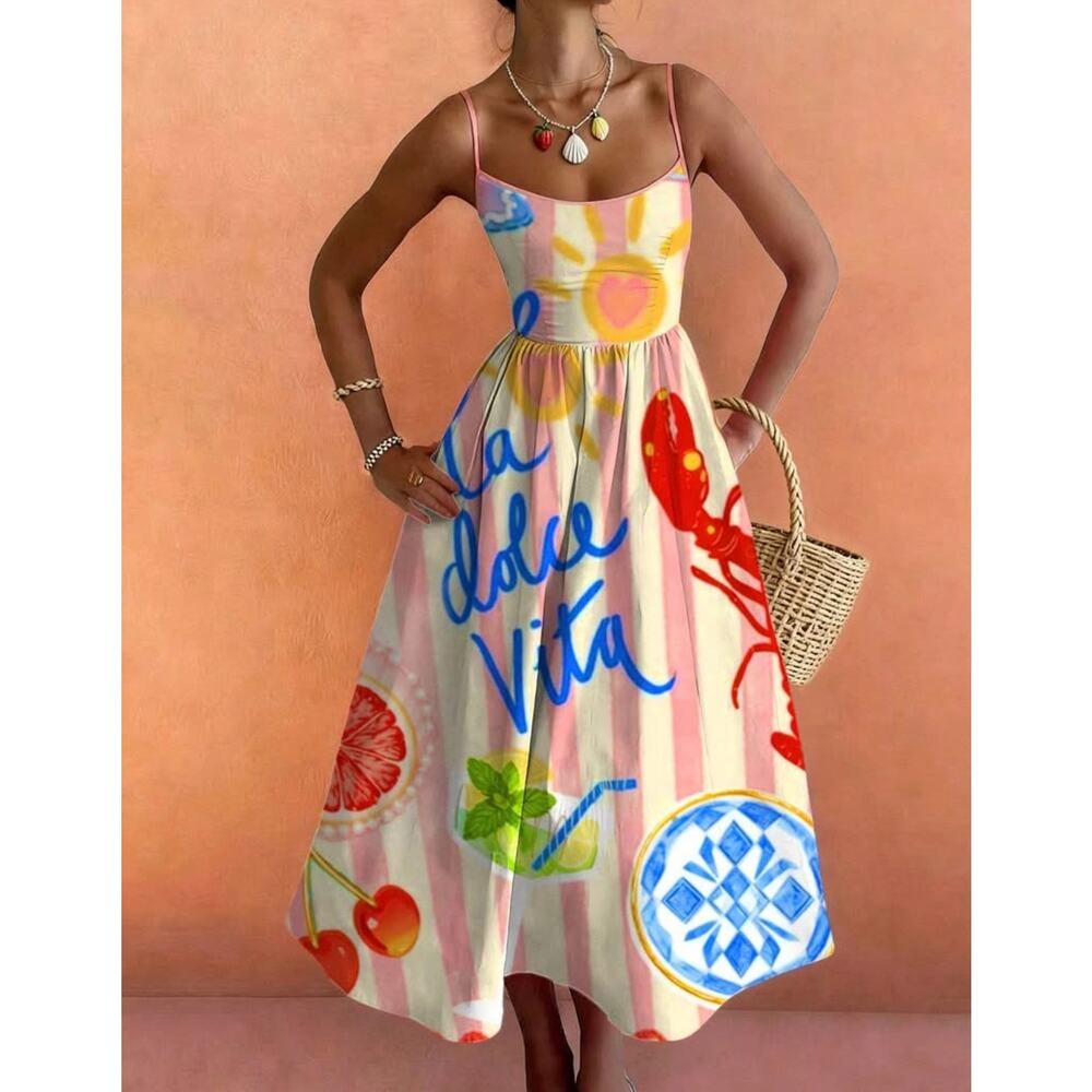 New TikTok viral nice to meet you stripe La dolce vita dress sz medium M